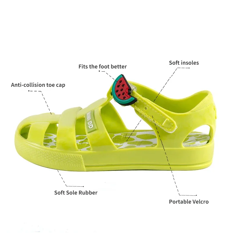 Summer Girls Sandals Breathable Beach Hole Shoes Jelly Color Non-slip Roman Sandals Toddler Children Garden Jelly Shoes 5