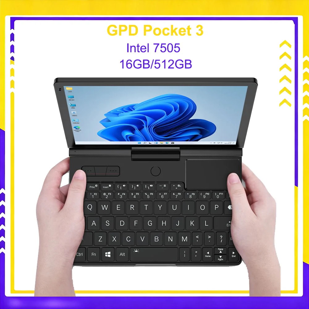 8Inch Screen GPD Pocket 3 Mini Laptop Intel 7505 Notebook 16GB 512GB SSD Modular Full-featured Handheld Windows11 Computer 1