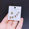 Classic 3 Pairs Square Heart Round Cubic Zircon Stud Earrings Set Gold/Silver Color Crystal Jewelry 4