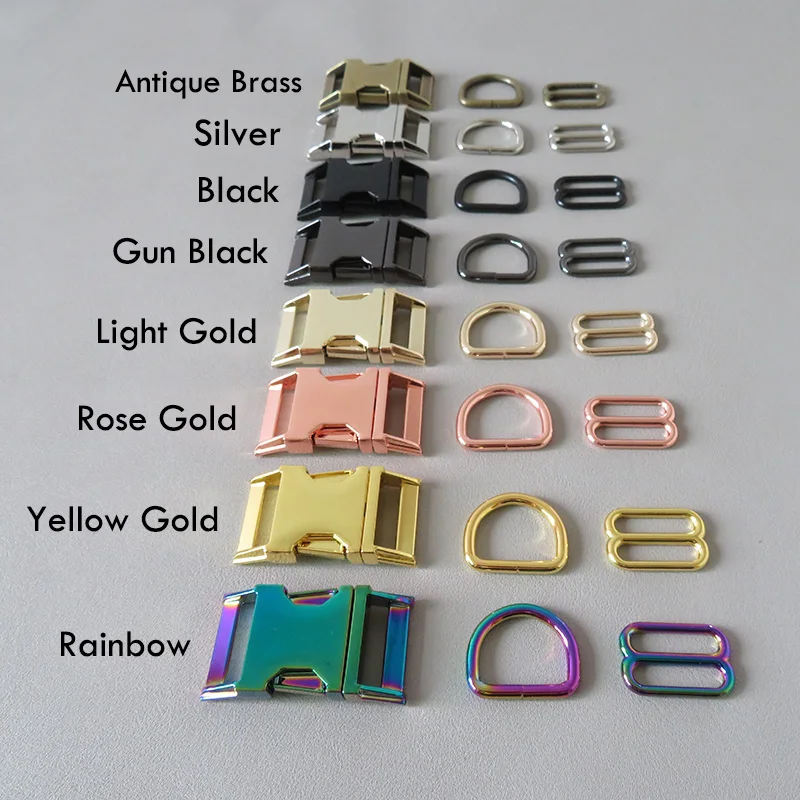 1Set Pet Dog Collar Paracord Metal D Ring Slider Adjuster Belt Loop Side Release Buckle Sewing Accessory Harness Hardware images - 6