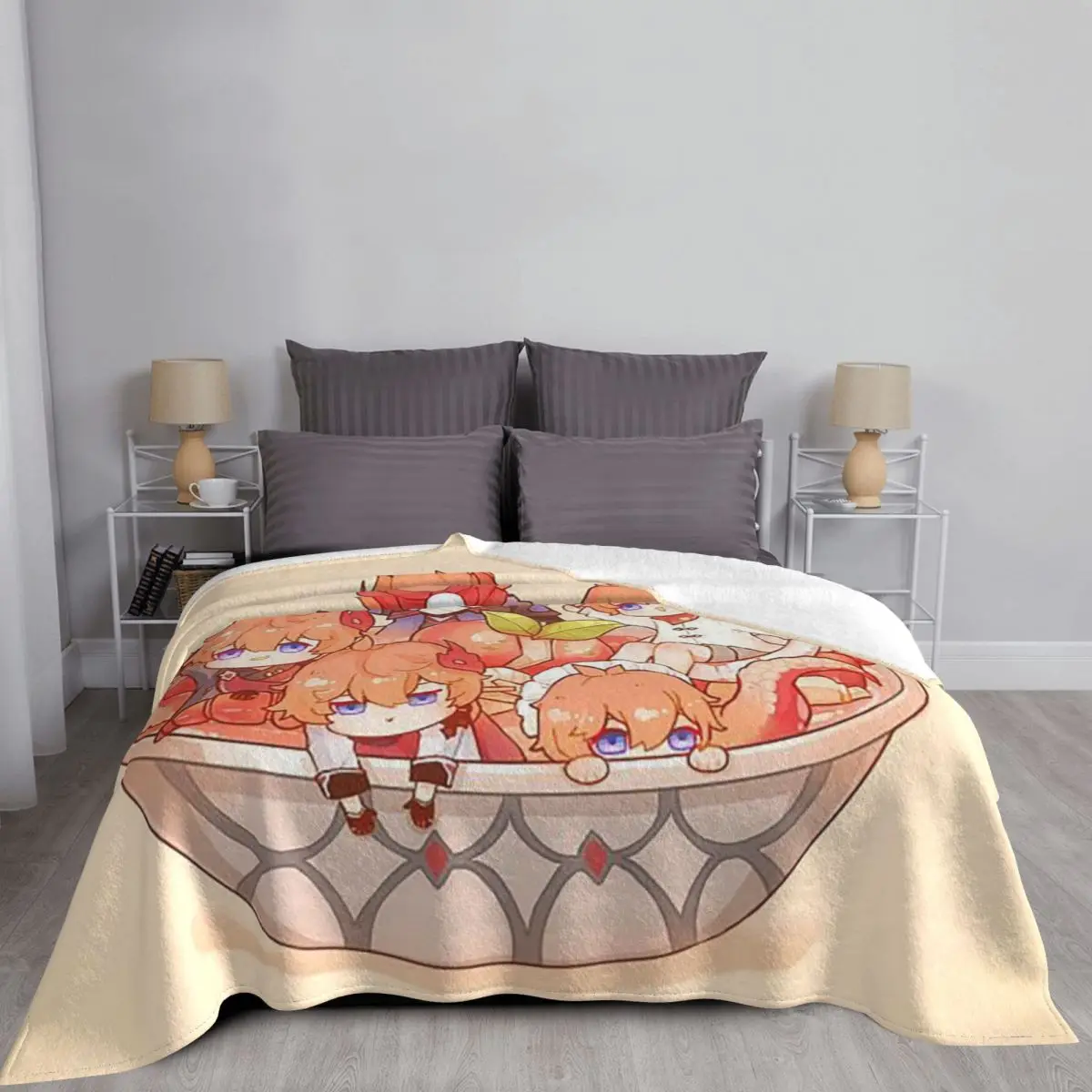 Tartaglia Childe Genshin Impact Ajax Anime Blankets Fleece All Season Soft Throw Blankets for Bed Couch Bedding Thro