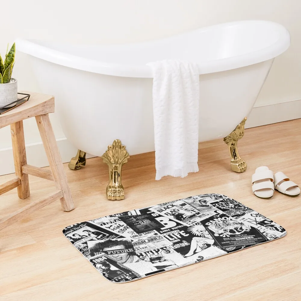 

Punk Flyers Collage Bath Mat Non-Slip Shower Mat Anti-Slip Bathtub Mat
