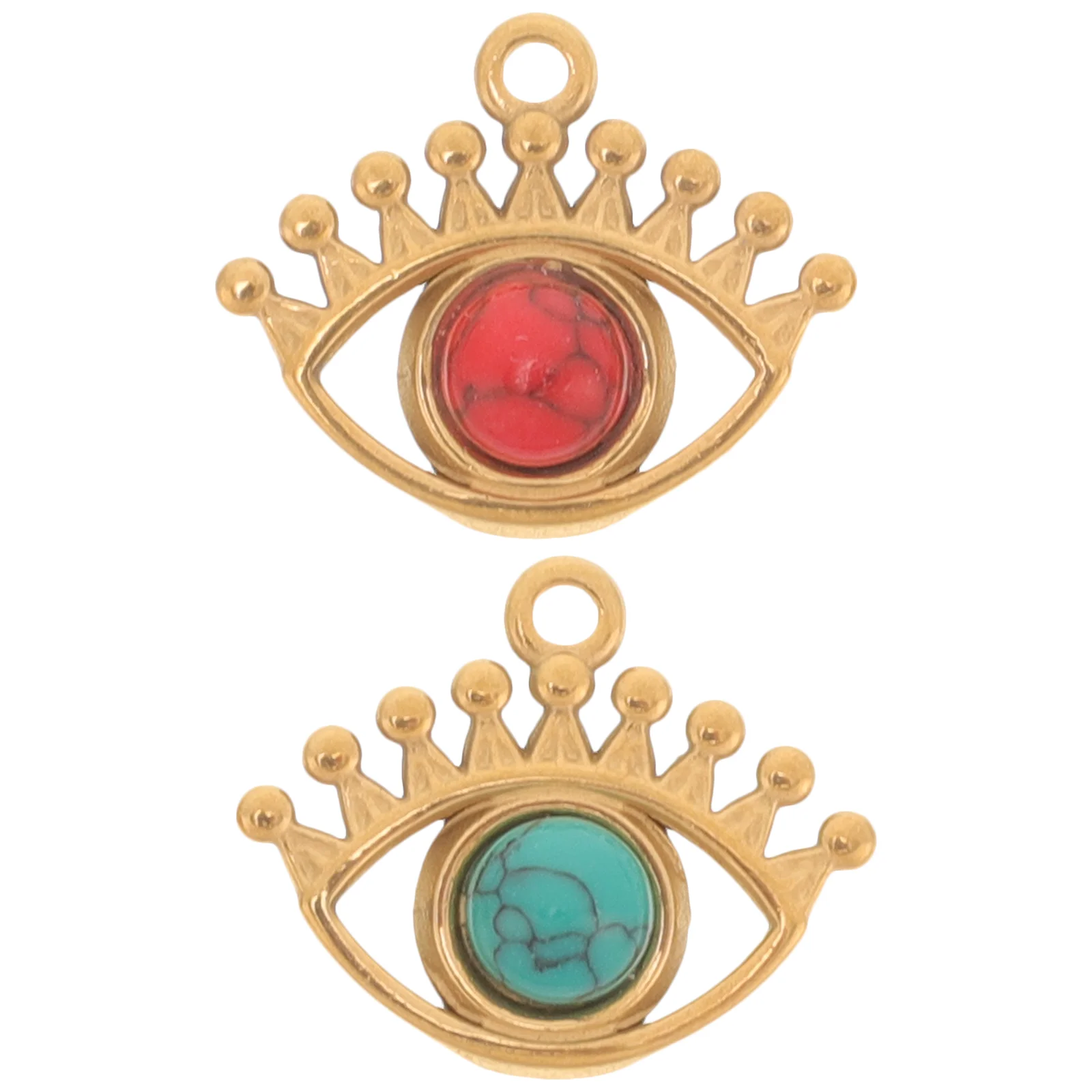 

2 Pcs Jewellery Natural Stone Pendant Jewelry Stainless Steel Pendants Decorate Eye Shaped Charms DIY Decorative