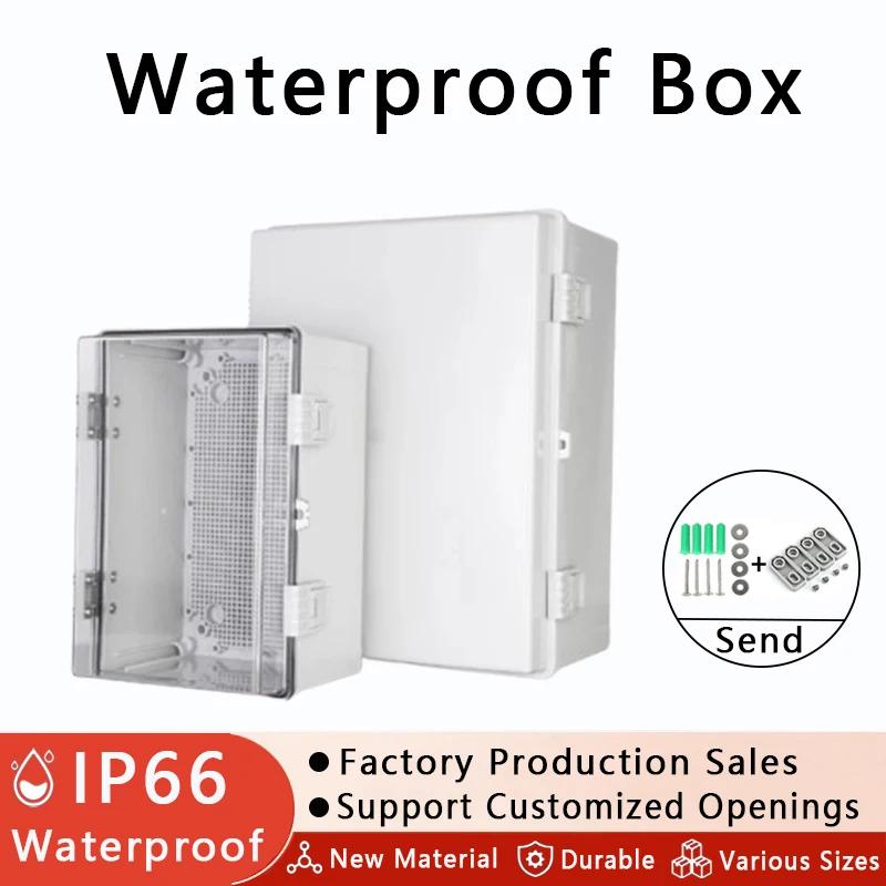 IP66 สีเทา/ฝาครอบโปร่งใสกันน้ําพลาสติกEnclosureล็อคกล่องแยกไฟฟ้ากลางแจ้งปิดผนึกPower Distribution Case 1