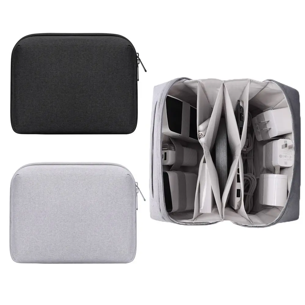 

Multiple Pockets Digital Storage Bags Cable Storage Portable Travel Storage Bags Black Electronic Organizer Pouch Charger Plug