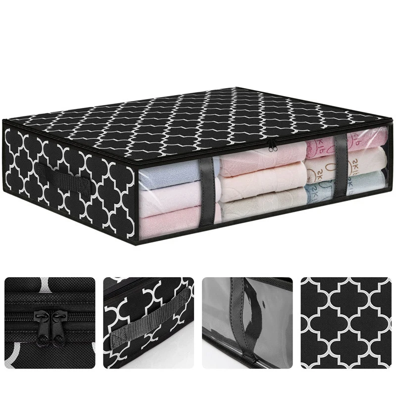 2Pcs Underbed Storage Bag Foldable Quilt Clothes Storage Bag Large Capacity Dustproof Toys Bag Moisture Dustproof Organizer 5