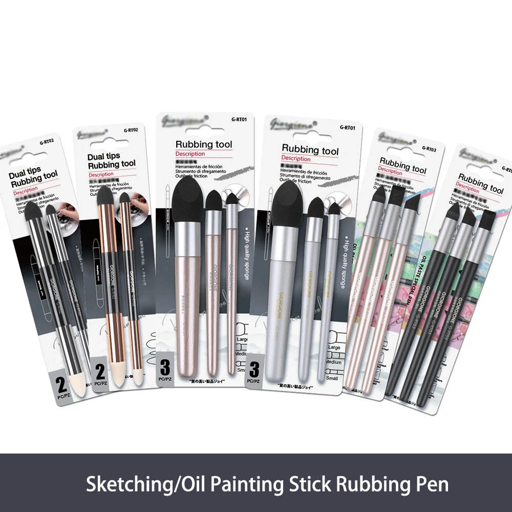 스케치 종이 브러시 3개 세트 OPP 가방, 유화 스틱 브러시, 적용용 특수 문지름 브러시