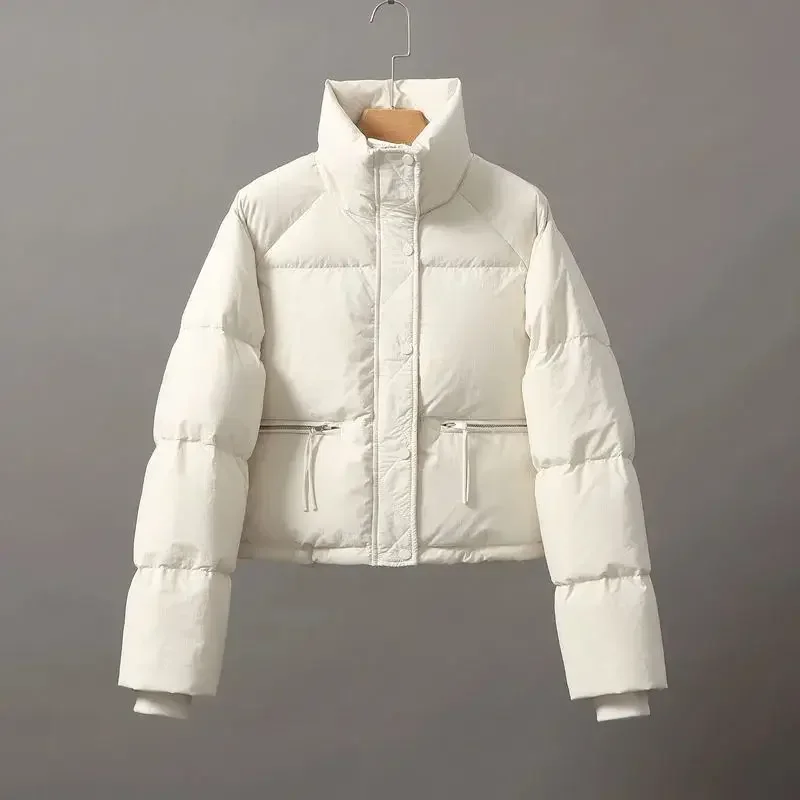 

Женская Стеганая куртка с длинным рукавом, утепленная куртка-пуховик с воротником-стойкой, зимние топы, короткое пальто, корейская мода, новинка 2024