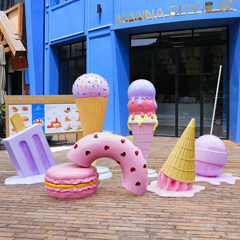 Donuts, macarons, ice cream sculptures, fiberglass floor ornaments, shopping malls, handicrafts, models, milk tea shops
