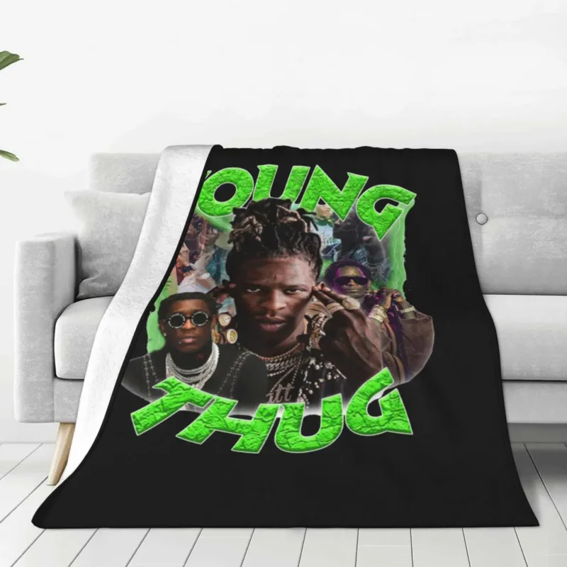 

Young Thug Slime Flannel Blanket Rapper Fashion Throw Blankets for Home Hotel Sofa Plush Thin Quilt