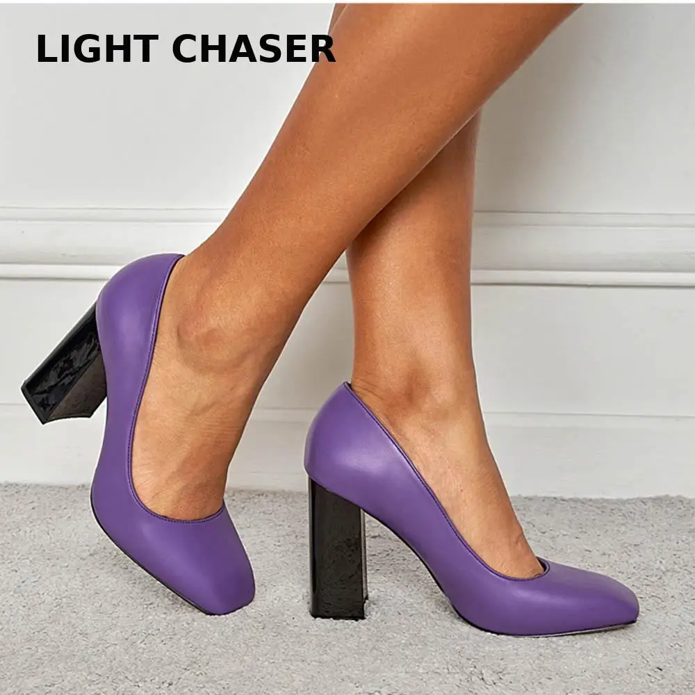 

2022 Spring Super High Chunky Heel Women's Heels Pumps Women Shoes Pointed Toe Florescence Patent Leather Office Thin Heel 42