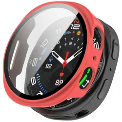 Premium Tempered Glass Screen Protector with PC Bumper for Smartwatch - All - in - One Protective Cover (Red 08)