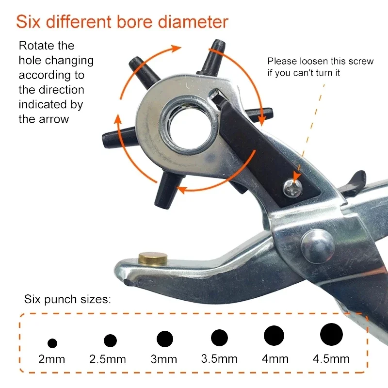 Leather Hole Puncher Eyelet Installation Punch Tool Leather Belt Hole Punch Plier Sewing Machine Bag Setter Tool Watchband Strap Household Leathercraft