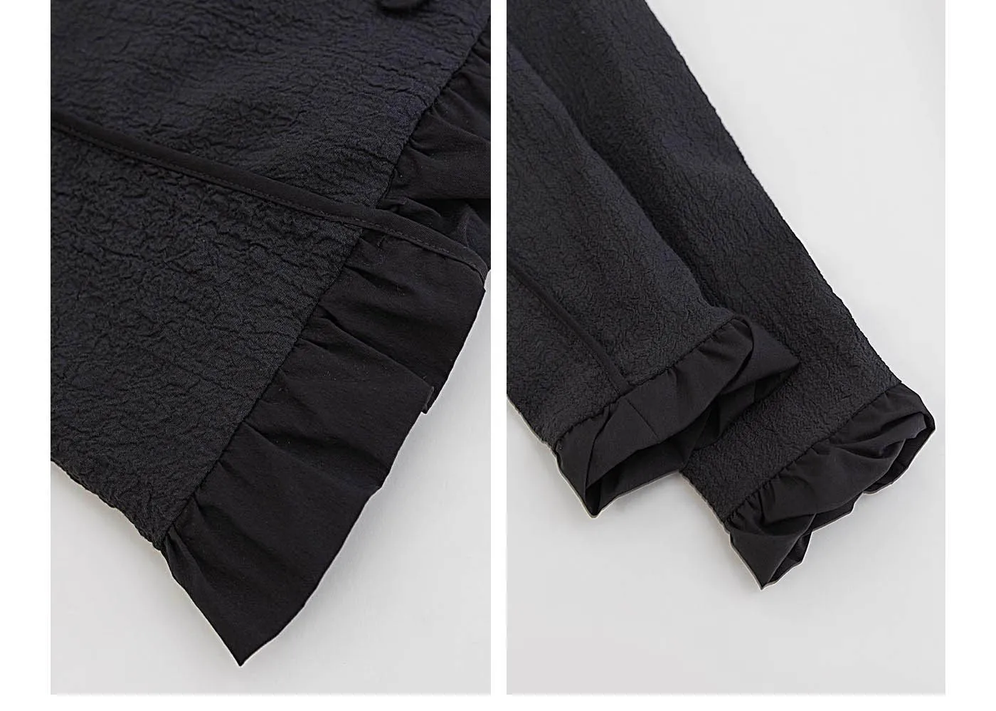 AEL Damen-Oberbekleidung für Frühling und Herbst, schmales schwarzes Rüschenoberteil, modisch, eleganter Stil, 2025, neu – Detail 3