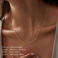 EManco – collier à chaîne Fine en acier inoxydable, pendentifs couleur or, court et Long, cadeau pour femmes, bijoux en acier inoxydable 2