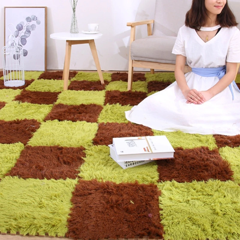 EVA Foam Floor Mat Plush Carpet Tiles Soft Puzzle Rug for Home Bedroom Yoga Room Gym Game