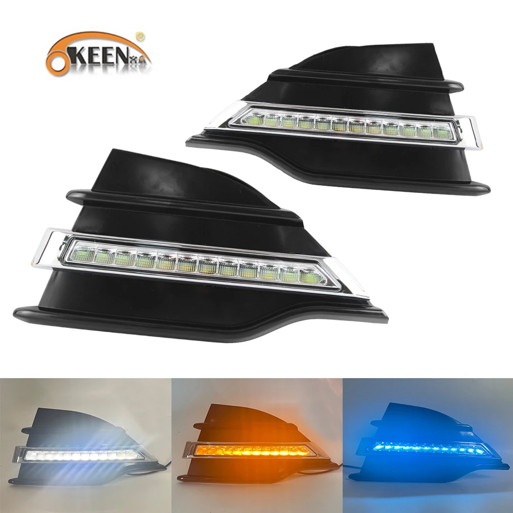 

OKEEN 2pcs Led Daytime Running Lights For Ford Kuga 2013 2014 2015 2016 Car Driving Fog Lights Auto Turn Signal Flowing Lamp 12V