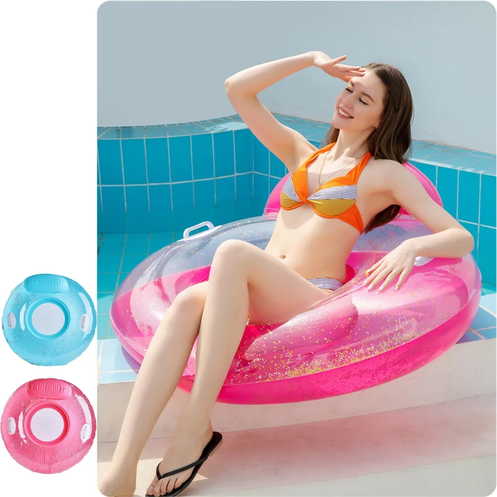 

Summer Inflatable Chair Swimming Ring Seat Sequin Air Mattress for Beach Water Sports Lounger Chair Pool Swimming Accessory