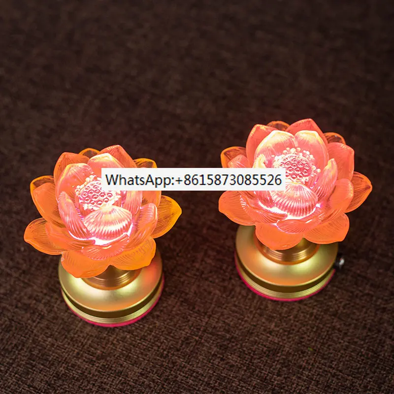 

A pair of rechargeable and plug-in lotus power supply lamps for household use, mini LED Buddha front glass lamps