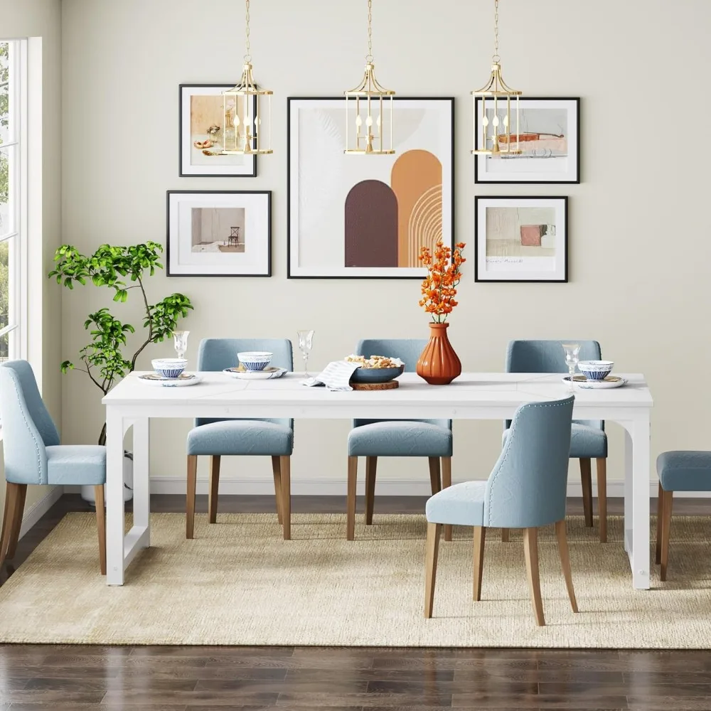 78.7"x39.4" Dining Table, Industrial Kitchen Table for 8-10 Person, Rectangular Dinner Table for Dining Room Kitchen 6