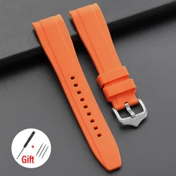 High - Quality Curved End Silicone Sport Watch Band - Waterproof Rubber Strap - 22mm (Orange)