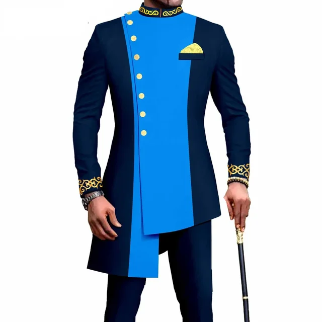 New Casual Fashion Hot Selling Printed Men's Suit Slim Two-piece Set Trajes Elegante Para Hombres Terno Masculinos Completo - Image 2