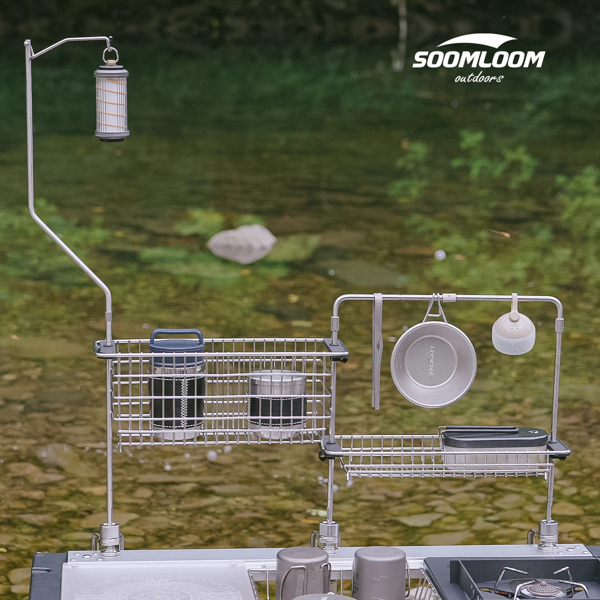 Soomloom Outdoor IGT Table Accessories Portable Expandable Desktop Frame Camping Light Stand Stainless Desktop IGT Accessories igt table accessories