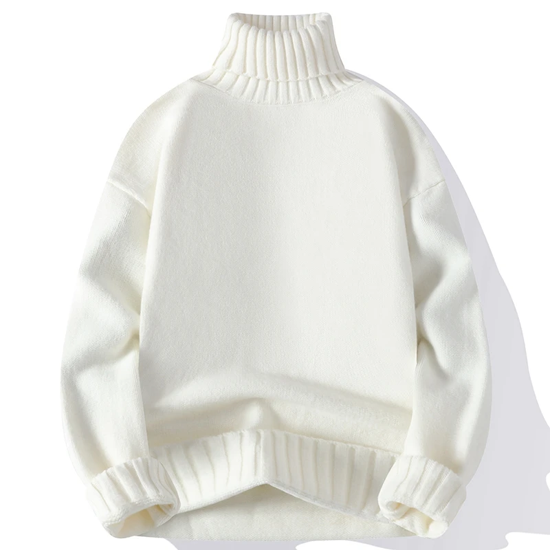 New Turtleneck Sweater Men Pullover Casual Solid Color Knitted Black Sweater Fashion Autumn Winter Men Clothing 2023 Sweater Man 2