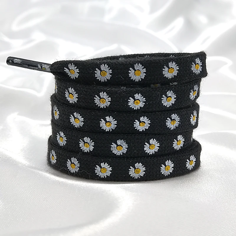 Individual Pattern High-top Canvas Sneakers AF1 Shoelaces Little Daisies Cartoon Printing Fashion Women Men Shoelaces Dropship