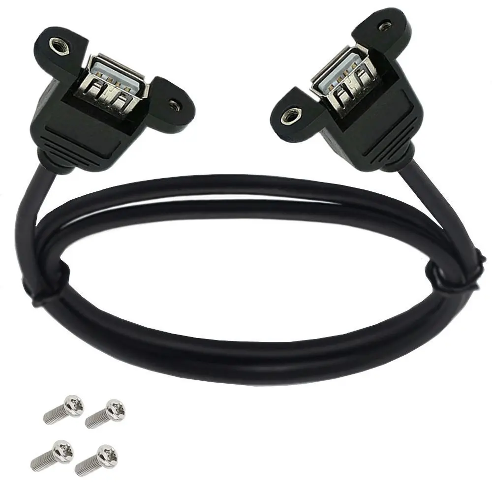 

USB 2.0 удлинитель «Мама-мама» кабель с винтовым панельным креплением 1,5 m соединительный шнур адаптера черный новый