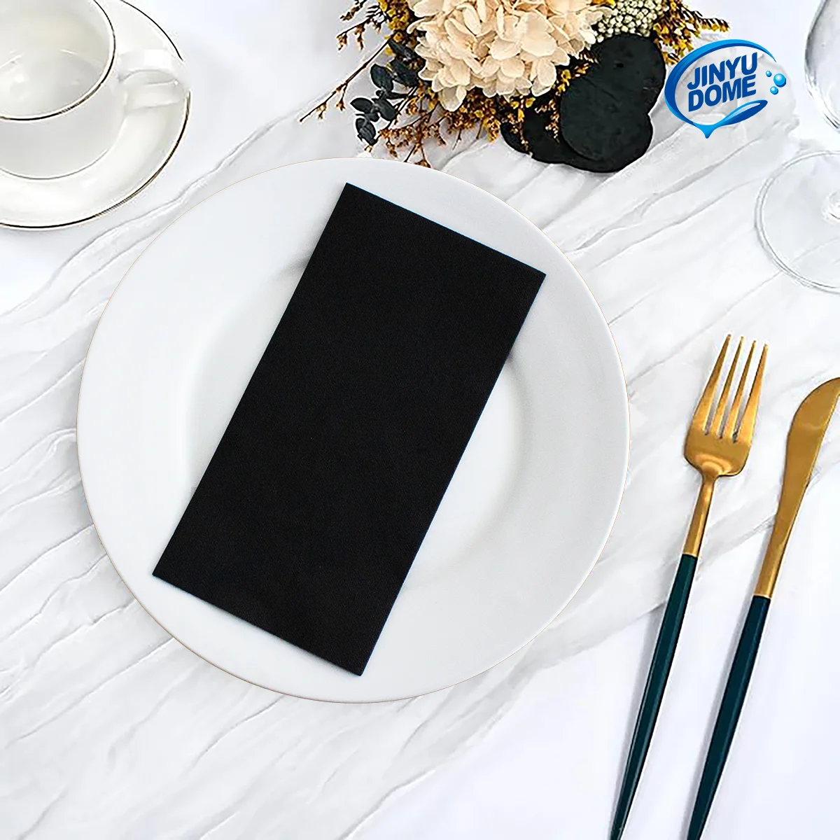 Description Picture 3 of itemJINYUDOME 25/50Pcs Disposable Linen-Feel Dinner Napkins,20*40cm Colored Napkin Towel,Prefold Paper Napkin Pads For Party Wedding