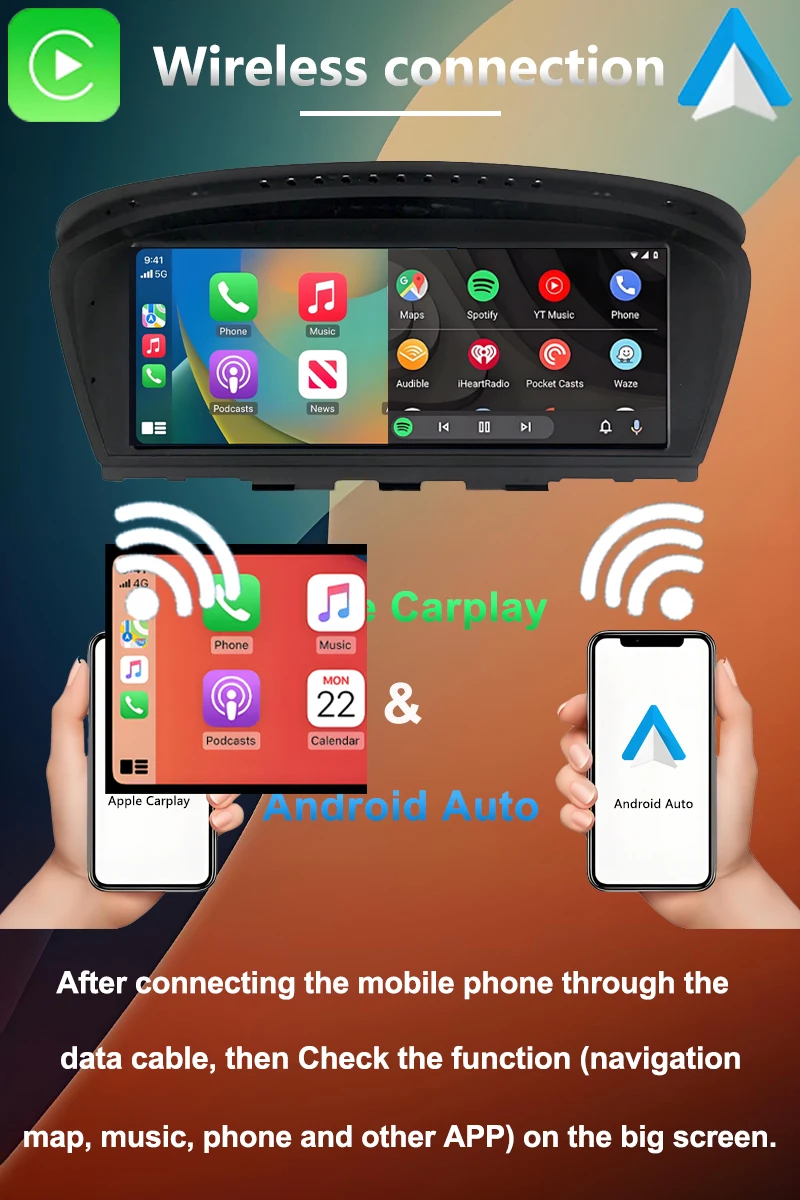 Pantalla Android 15 con Carplay y Android Auto para BMW Serie 3 y 5 E60 E61 E63 E90 E91 E92 2004-2010, Sistema CCC CIC, Reproductor Multimedia para Auto, Radio, 8.8 Pulgadas, 4G, BT, Chip Qualcomm Snapdragon 665, DSP 6