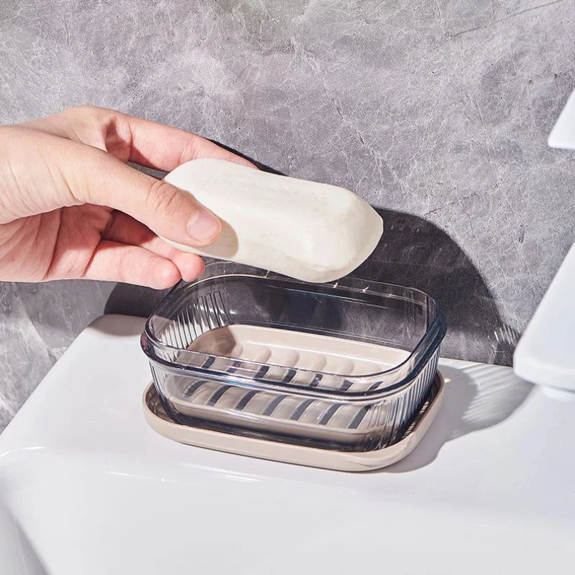 Soap Box Drainage Transparent Clamshell Home Bathroom Dormitory Kitchen Travel Camping RV Sink Organizer Soap Holder