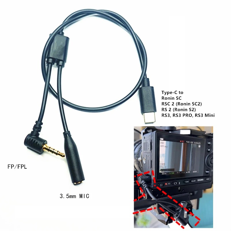 Fpl-tipo c para 35 mm Usb-c Cabo de Controle Multi-câmera para Dji Ronin sc Rs3 Pro Mini Rs2 Rsc2 e Sigma Fpl