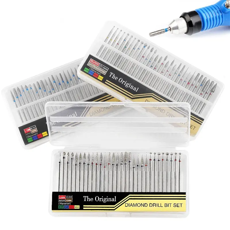 Manicure Tools 30 Pcs/Box Diamond Tungsten Nail Drill Bit Set Carbide Milling Cutter Manicure Removing Gel Polish Electric Accessories