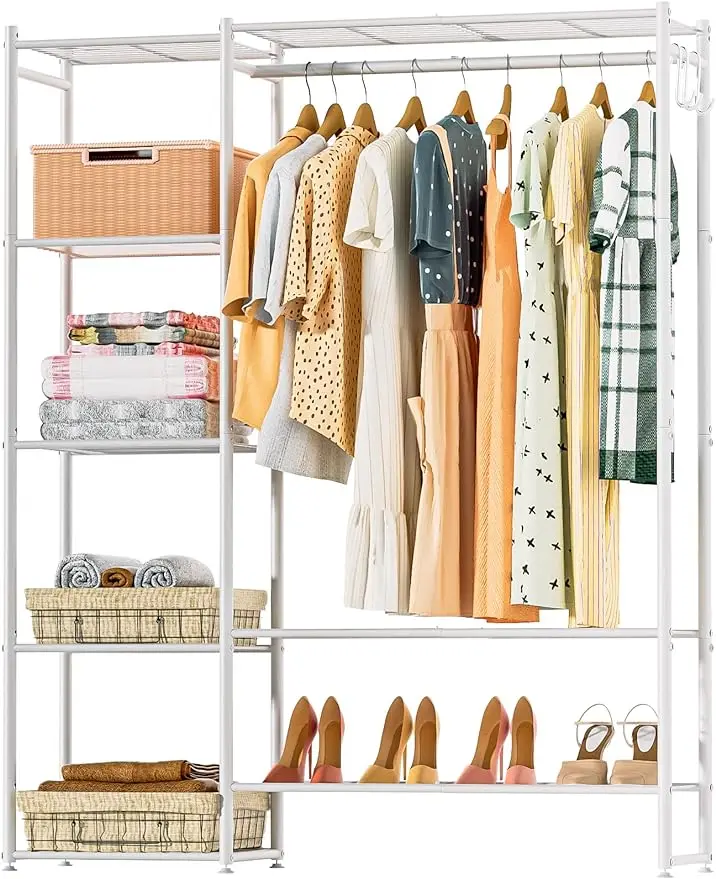 

Neprock Clothing Racks for Hanging Clothes with Shelves, Portable Closet System Organizer Garment Rack for Clothes Storage,