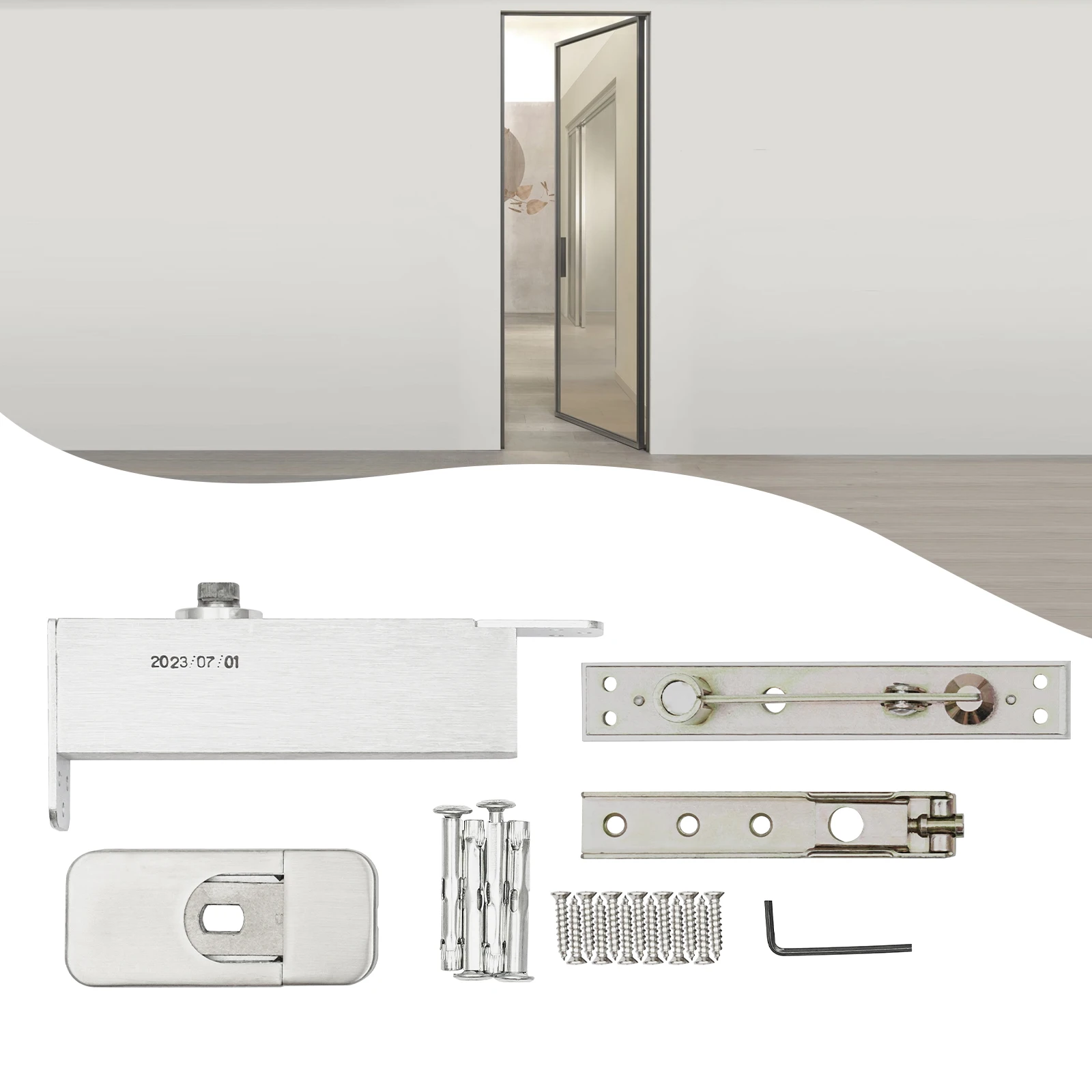 Door Closer Safety Invisible Self Closing Door Hinges Stainless Steel Hidden Pivot Hinge for Home Office Wood & Metal Doors