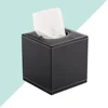 Black Pu Paper Holder Square Tissue Box Napkin Storage Towel Container Home Office Hotel Room ganization 6