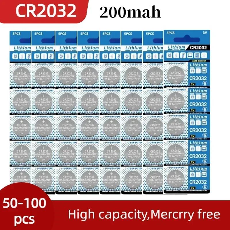 

Литиевая батарея ECR2032 DL2032 CR 100, 3 В, 50-2032 шт.