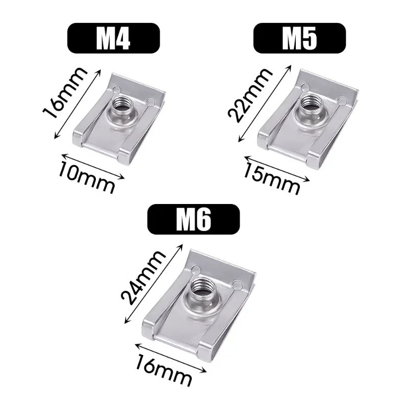 Lot De 20 Pièces - Rondelles à Ressort U Clip M4 / ST3.5 - Acier à Ressort 65Mn - Finition Oxyde Noir - Neuf