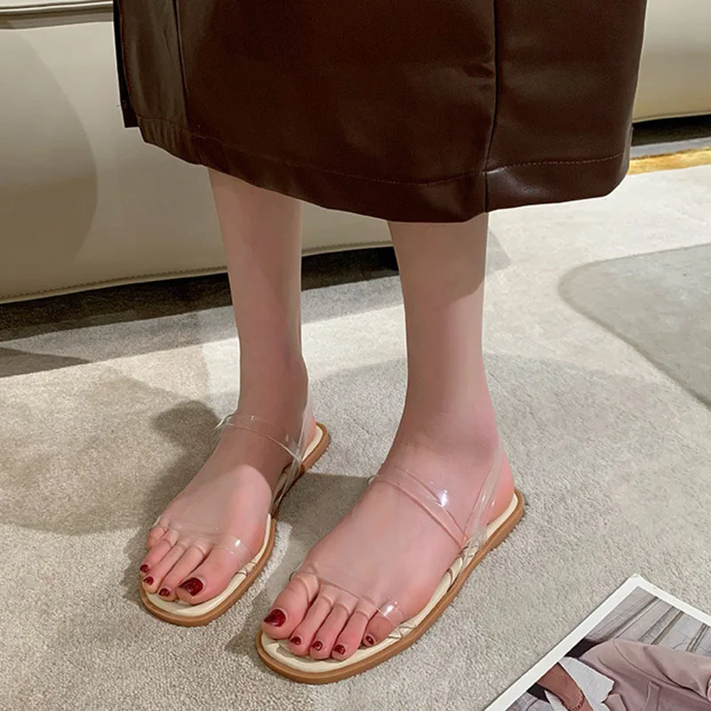 Sandalias De Plataforma De Cuña Simple Para Mujer, Zapatos Planos