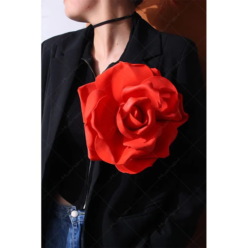 Spilla A Fiore Di Camelia In Chiffon Rosa - Accessorio Elegante Per Donne, Regalo Per Feste - Foto 3