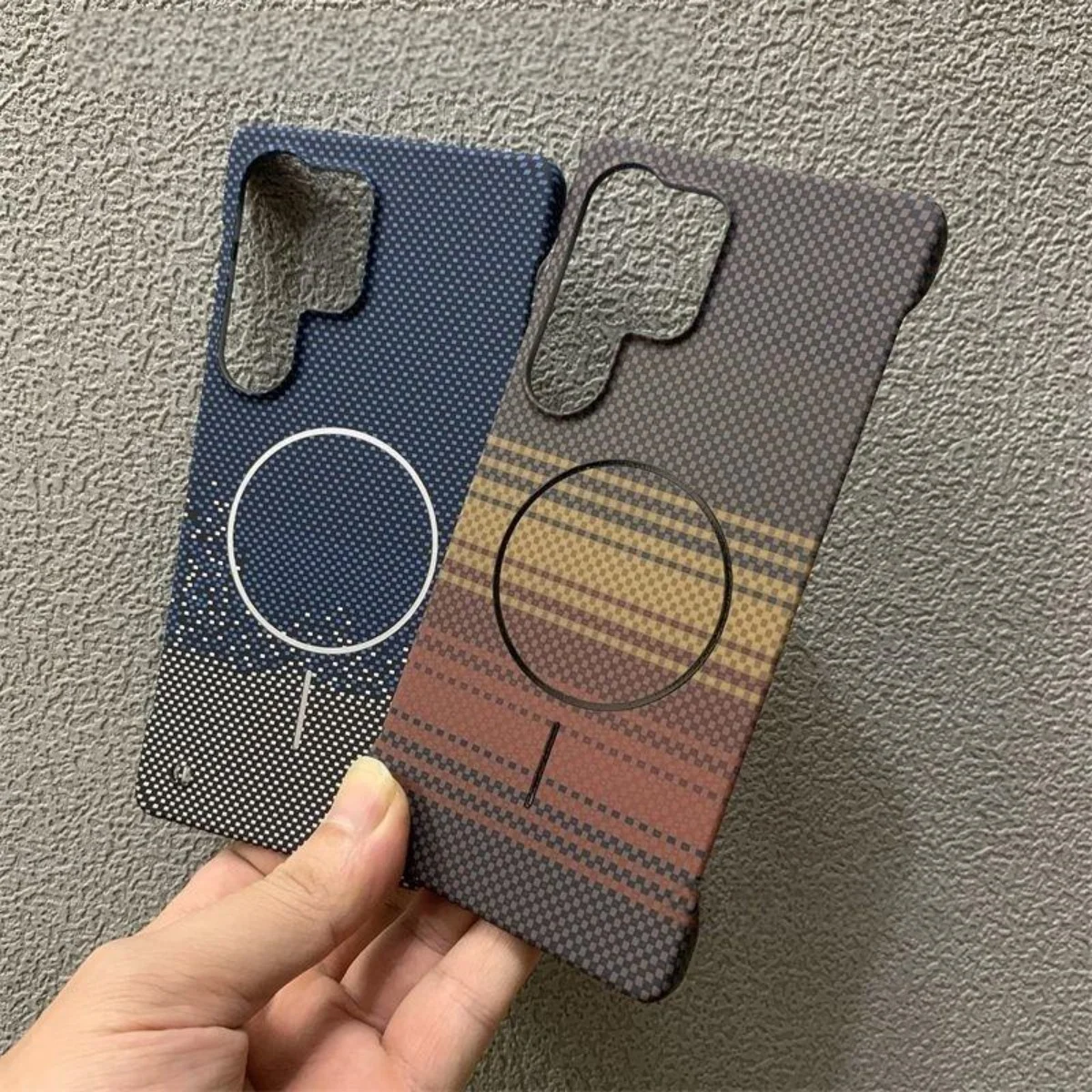 Frameless Kevlar Carbon Fiber Magnetic Phone Case with Wireless Charging Compatibility