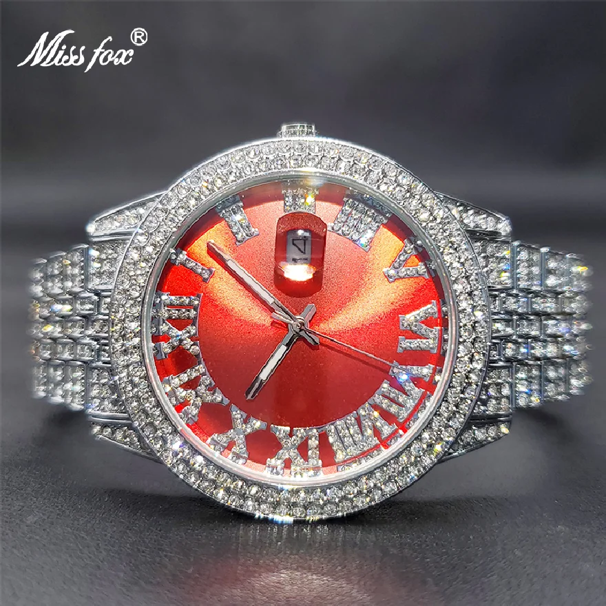 

Luxo Watch For Women Iced Out Moissanite Luxury Design Red Watches For Ladies Waterproof Fashion Dress Relojes Jewelry Wholesale