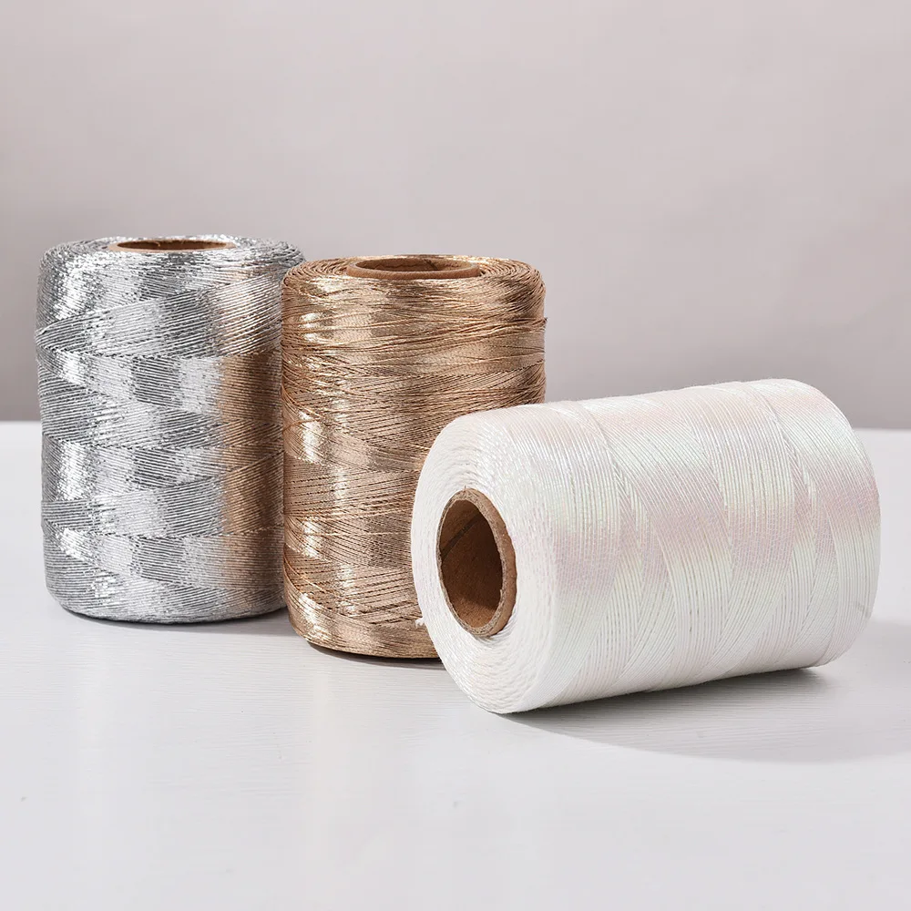 Lustrous Metallic Gold & Silver Macrame Thread - 1mm x 450m for DIY Crafting and Braiding