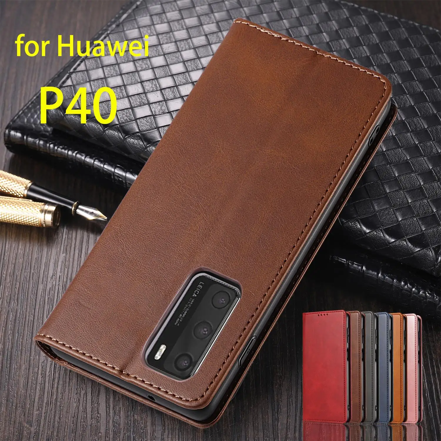 

Кожаный чехол для Huawei P40 / P40 4G, флип-чехол, держатель для карт, кобура, магнитный Привлекательный чехол, чехол-бумажник, чехлы, оболочка