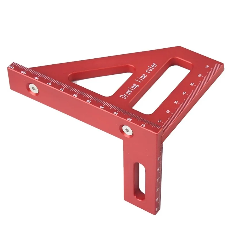 Aluminum Alloy Red Miter Triangle Ruler 45&deg; 90&deg; Woodworking Square Protractor 3D Multi Angle Layout Measuring Tools digital angle protractor angle measuring tool angle protractor woodworking measuring tool