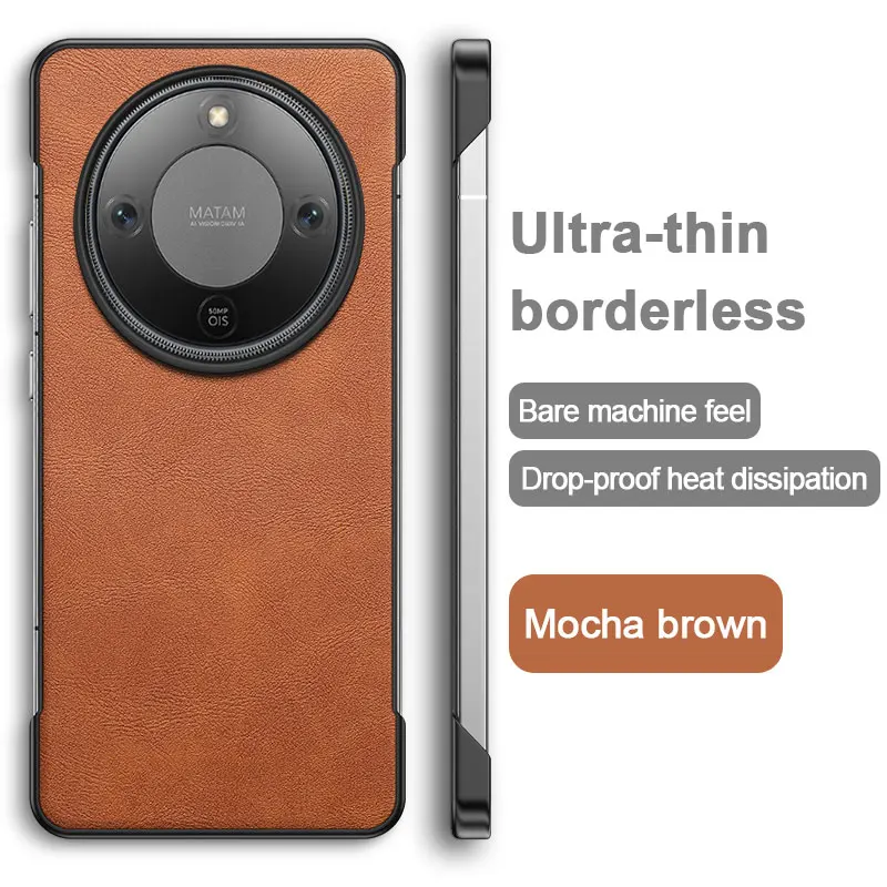 Frameless Leather Shockproof Case with Silicone Bumper
