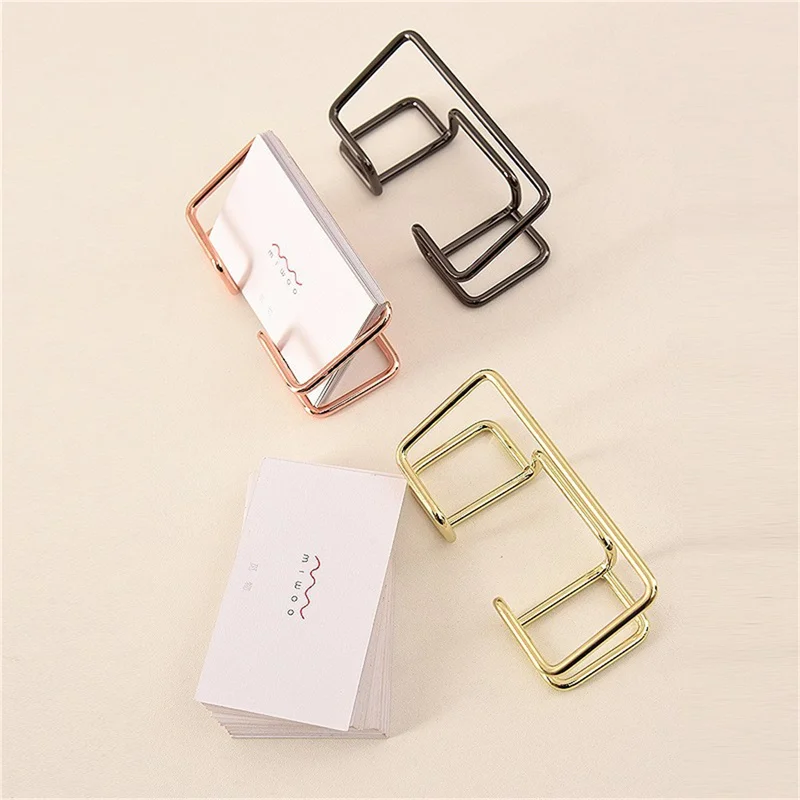 

Creative Card Holder Desk Bracket Cards Organizer Office Display Holders Creative Hollow Metal Household office Storage Supplies