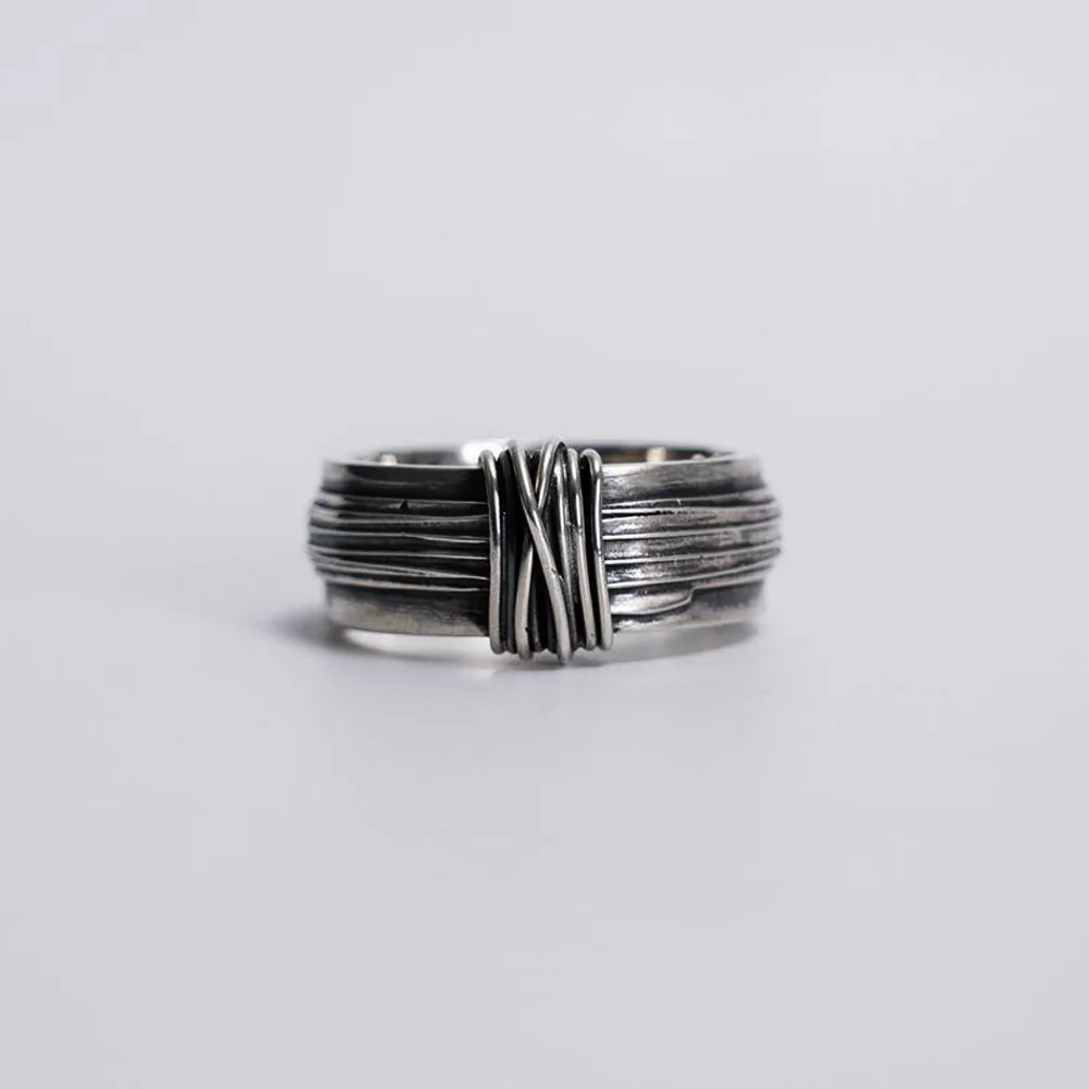 Retro Gebundene Seile Wicklung Saiten Ring Punk Gothic Offenen Ring Für Männer Frauen Legierung Schmuck Unisex Designer Zubehör Liebhaber Geschenk
